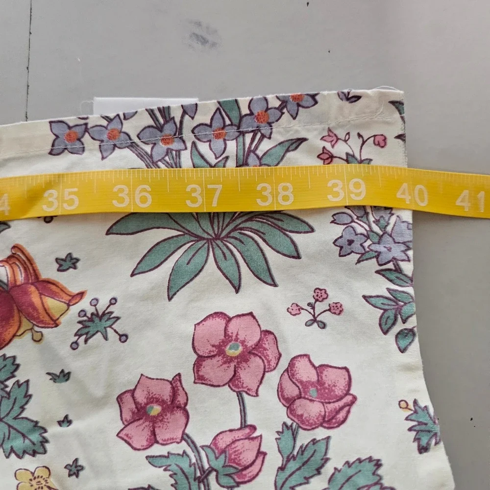 Vintage Liberty London Martex Flat Sheet Full Cream Floral Lace Ruffle Cottage